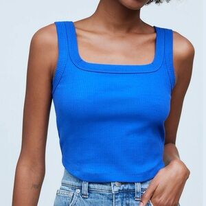 Madewell Women's The Tailored Crop Tank in Sleekhold Pure Blue Small
